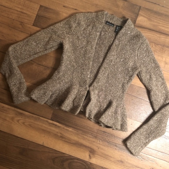 Moda International Peplum Cardigan, Taupe, Small (CL-3) - Picture 1 of 5